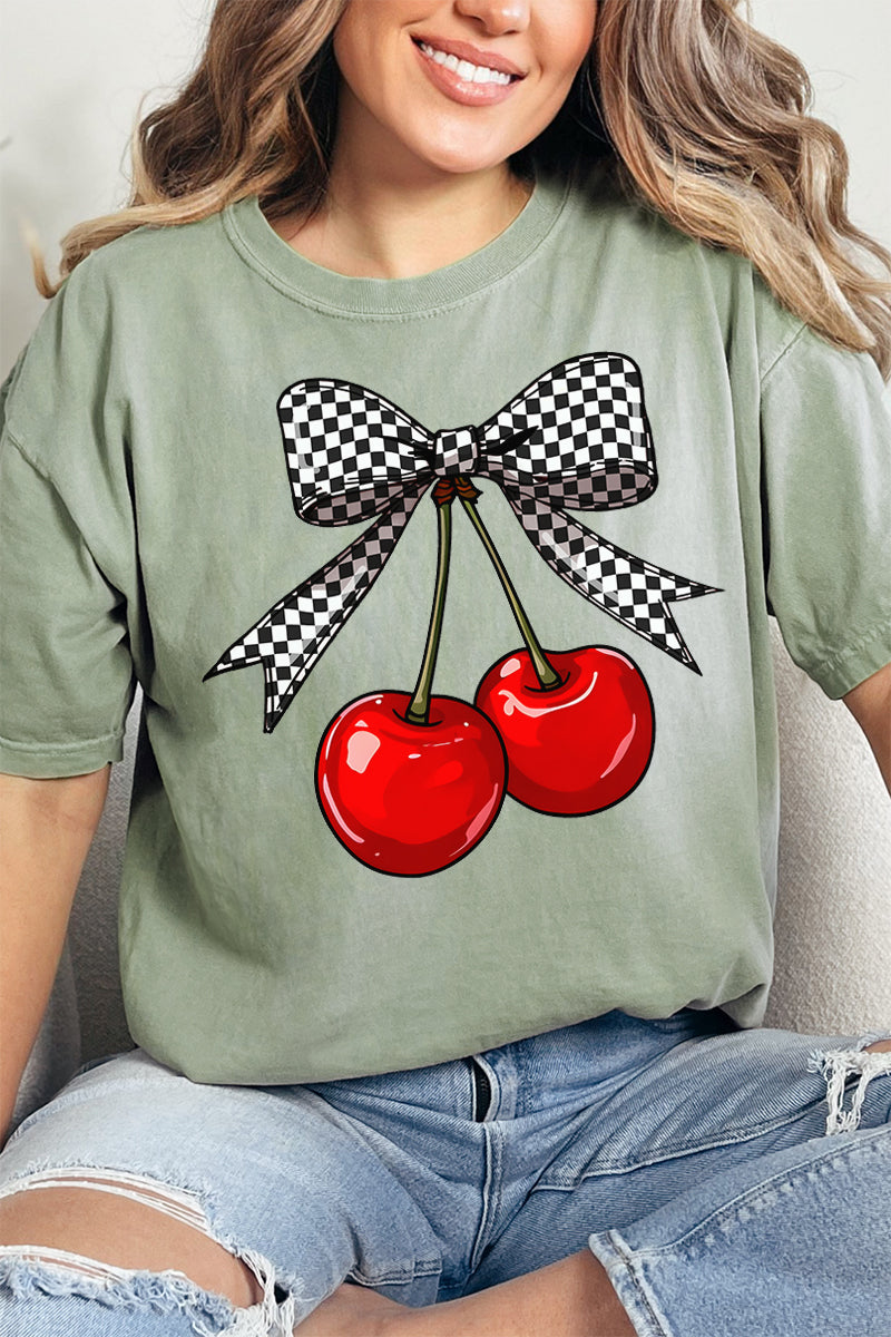 Checkered Cherry Dream Comfort Colors Adult Ring-Spun Cotton Tee