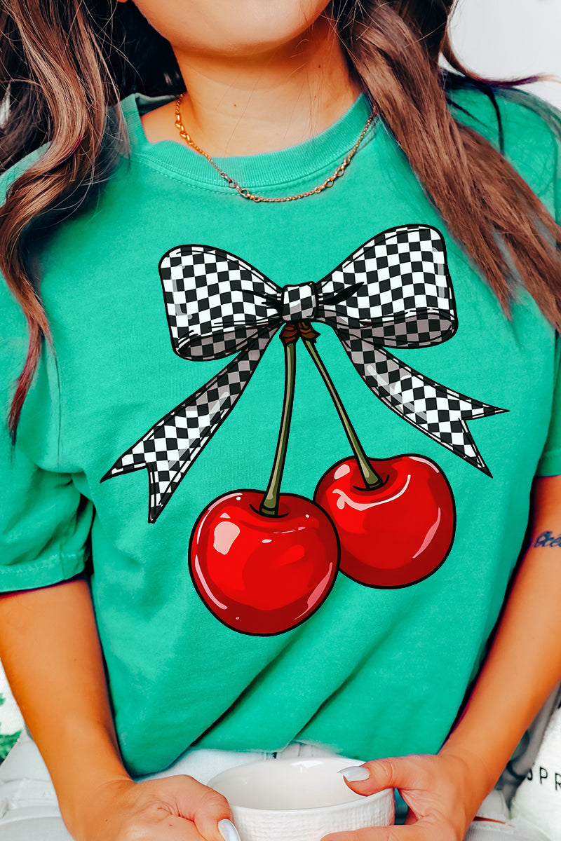 Checkered Cherry Dream Comfort Colors Adult Ring-Spun Cotton Tee