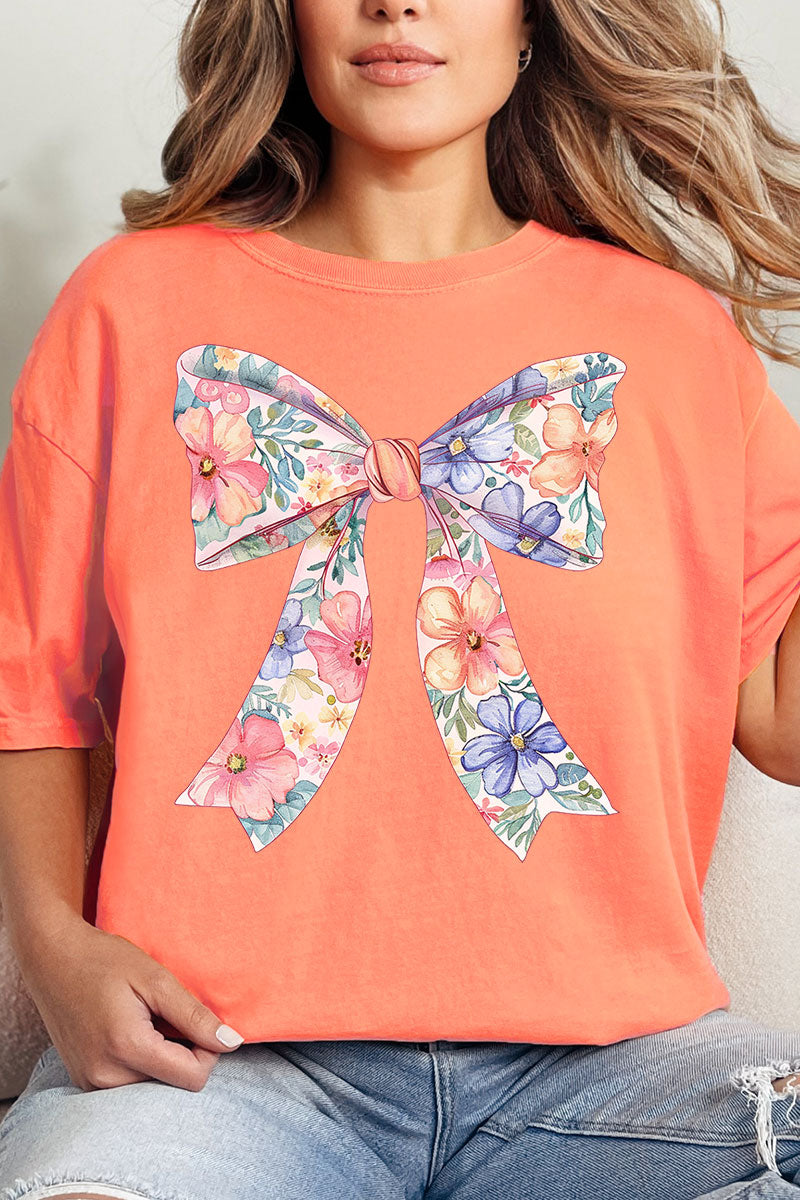 Cutesy Floral Bow Comfort Colors Adult Ring-Spun Cotton Tee