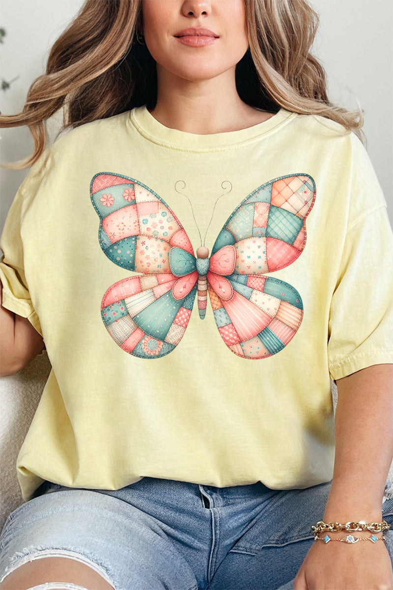 Patchwork Butterfly Comfort Colors Adult Ring-Spun Cotton Tee
