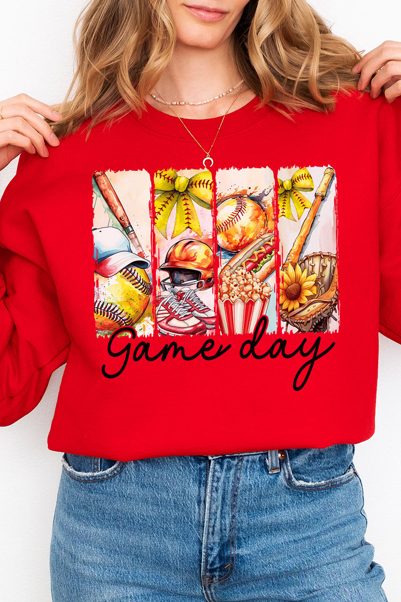 Retro Softball Game Day Heavy-weight Crew Sweatshirt product image 1