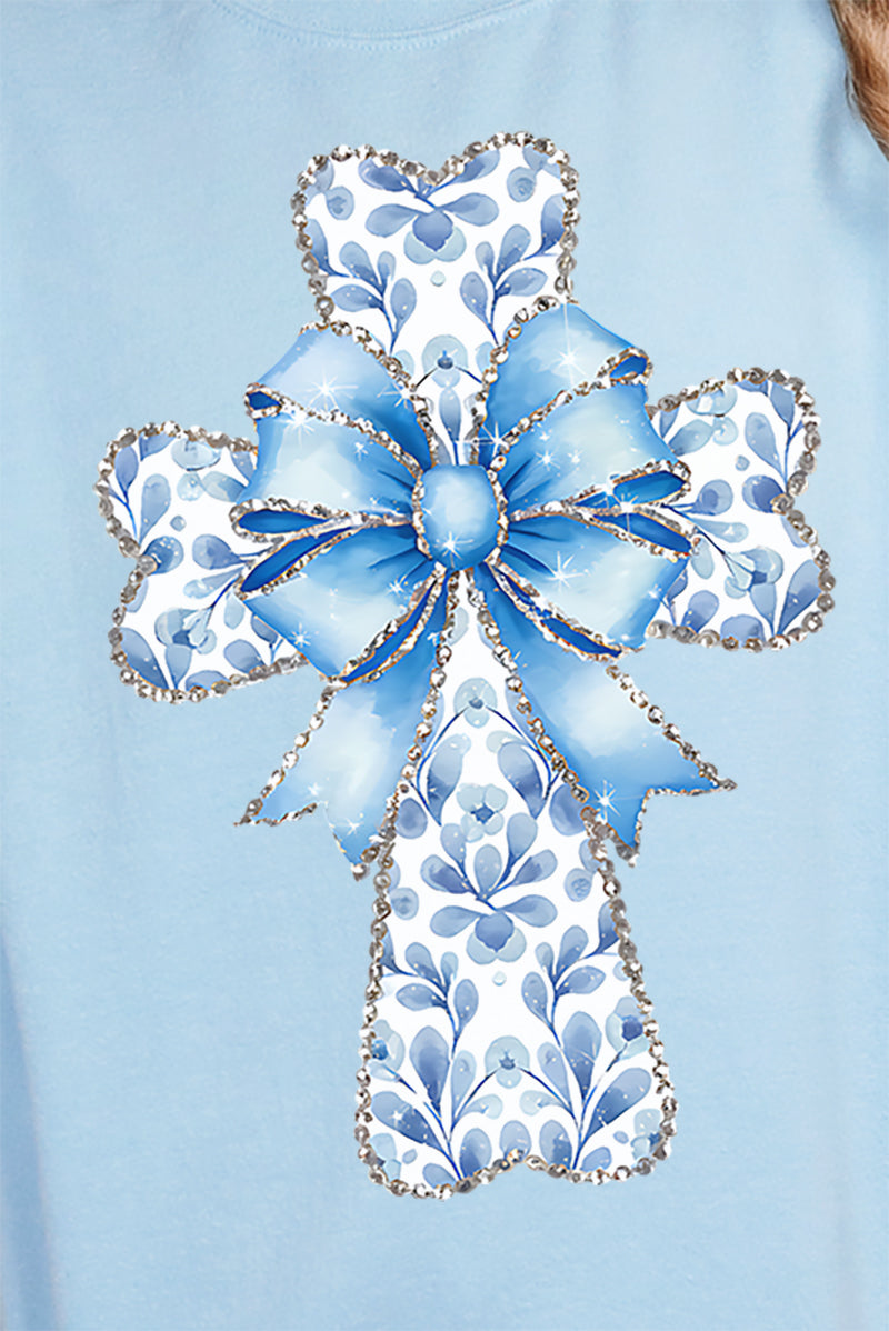Blue Chinoiserie Cross Unisex NuBlend Crew Sweatshirt product image 2
