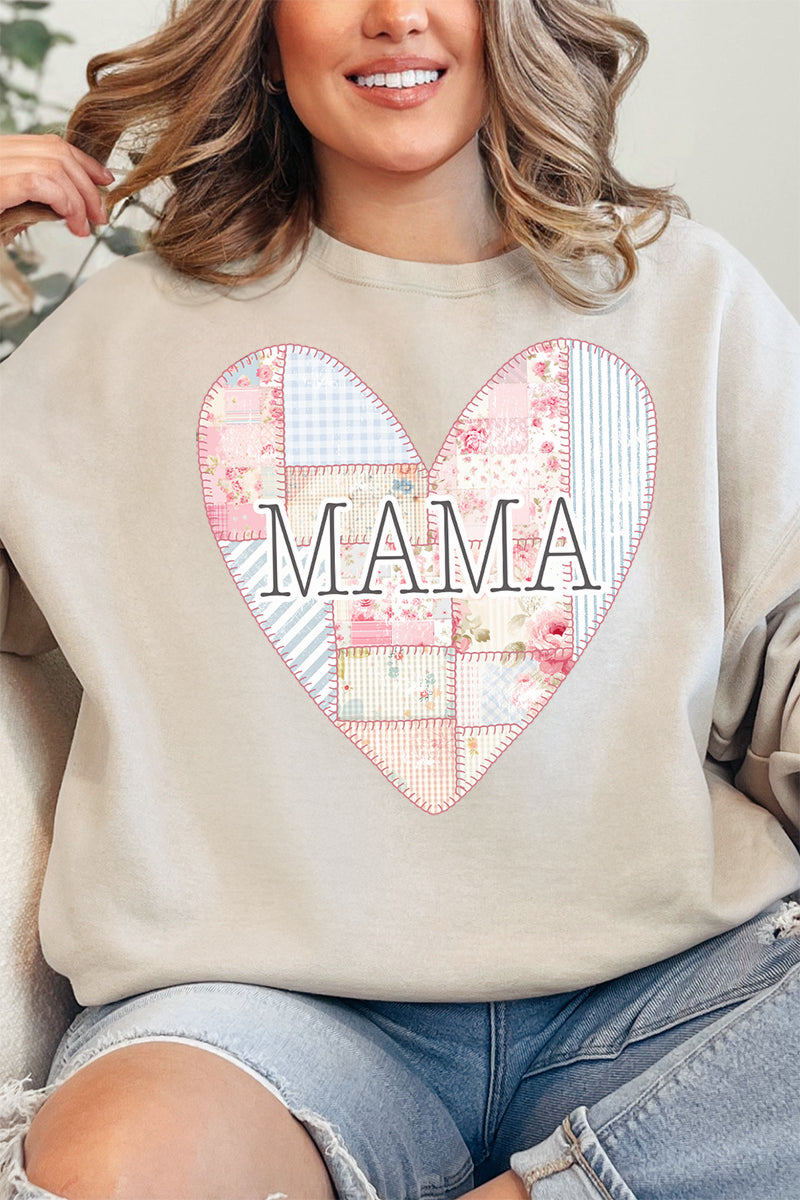 Faux Patchwork Quilt Mama Heart Unisex NuBlend Crew product image 1
