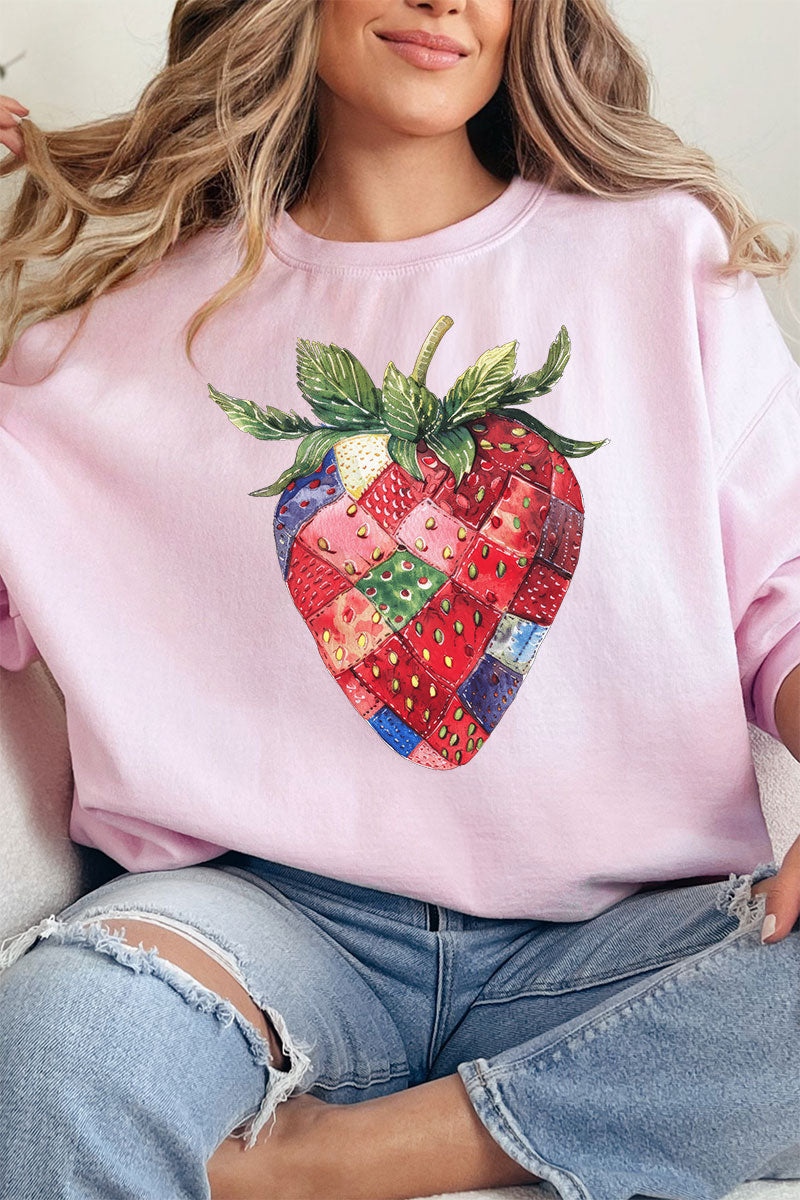 Faux Patchwork Strawberry Unisex NuBlend Crew Sweatshirt product image 1