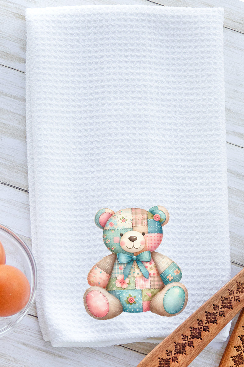 Patchwork Teddy Bear Waffle Kitchen Towel