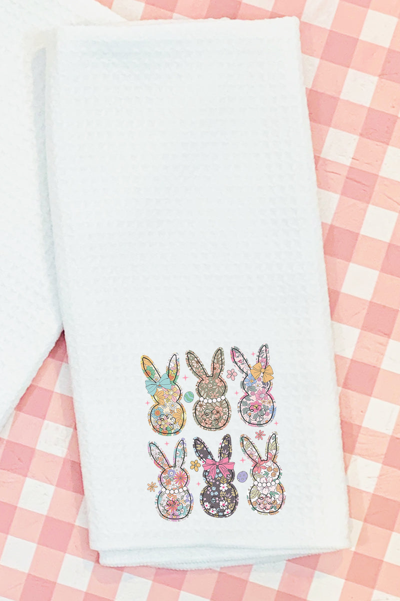Vintage Bunny Blooms Waffle Kitchen Towel