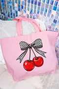 Checkered Cherry Dream Canvas Jumbo Tote