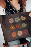 Peace and Kindness Daisy Canvas Jumbo Tote